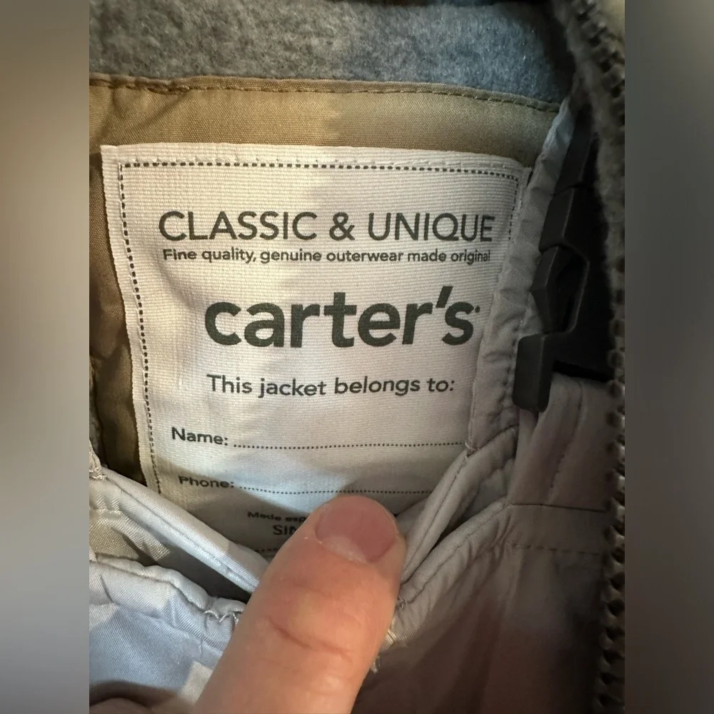 Carters Baby Boys Snowsuit Set Khaki/Gray NWT Size 12M